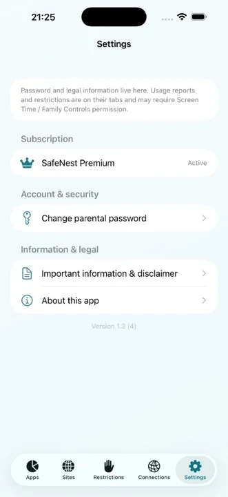Settings & security